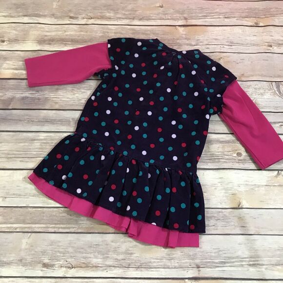 Jean Bourget Tiny Fall Fille Indigo Polka Dot NEW NWT Dress Pink 12 mo - Picture 6 of 6